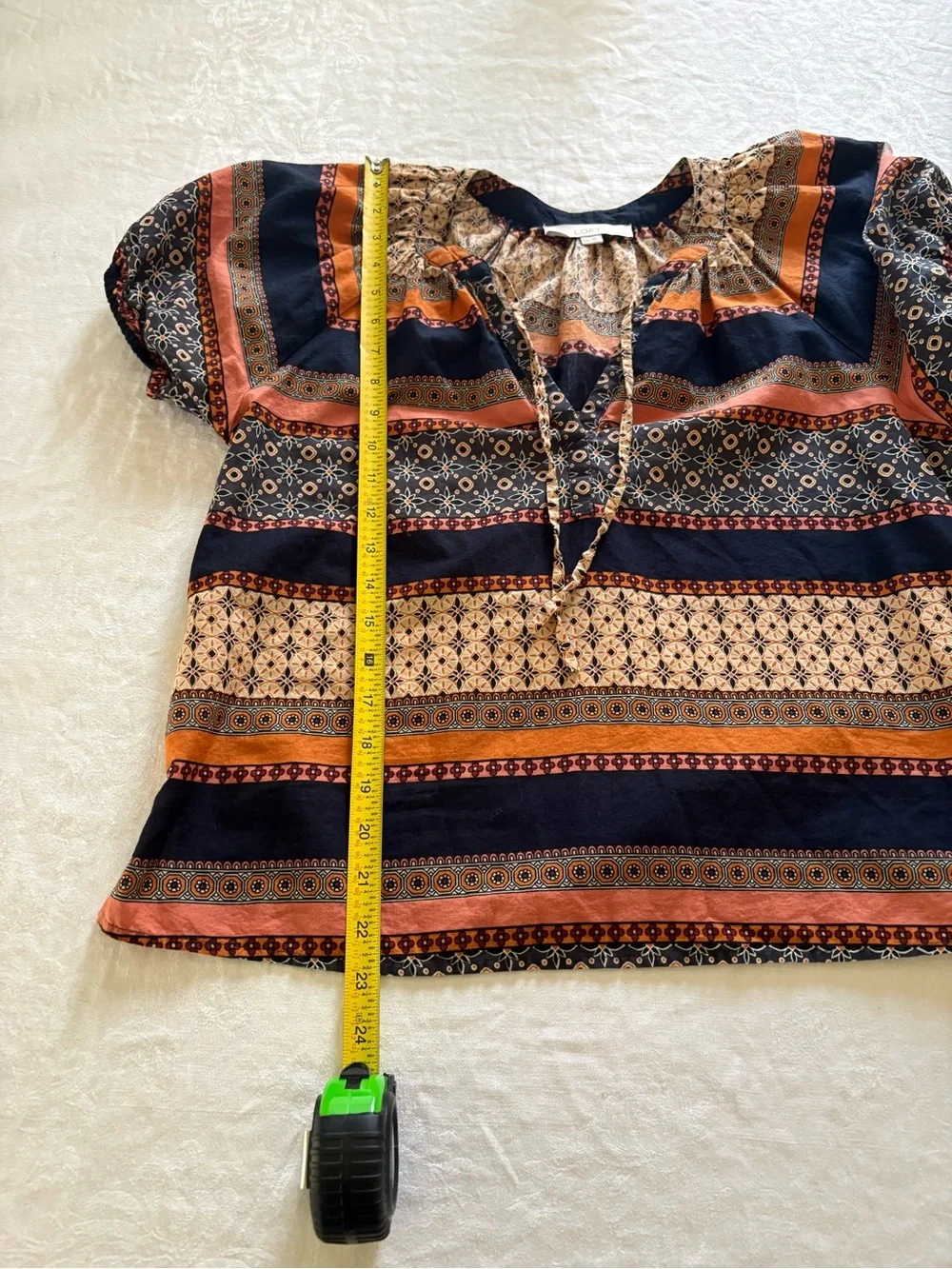 Loft Striped Pattern Blouse in Navy and Rust